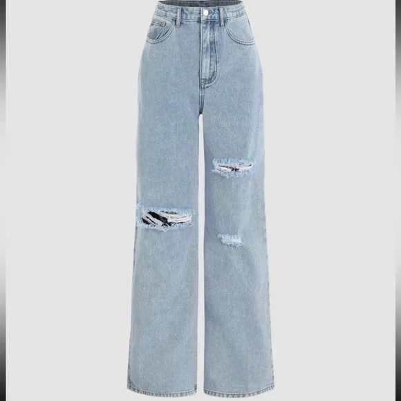 Cider | NWT Blue Denim Basic Ripped Distressed High Waist 5 Pocket Jeans XS - Picture 4 of 14